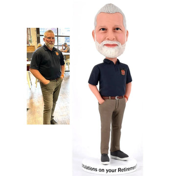 Regalos para Papá Jubilación Muñecos 3D Personalizados con Su Cara y Vestidas con Texto Grabado